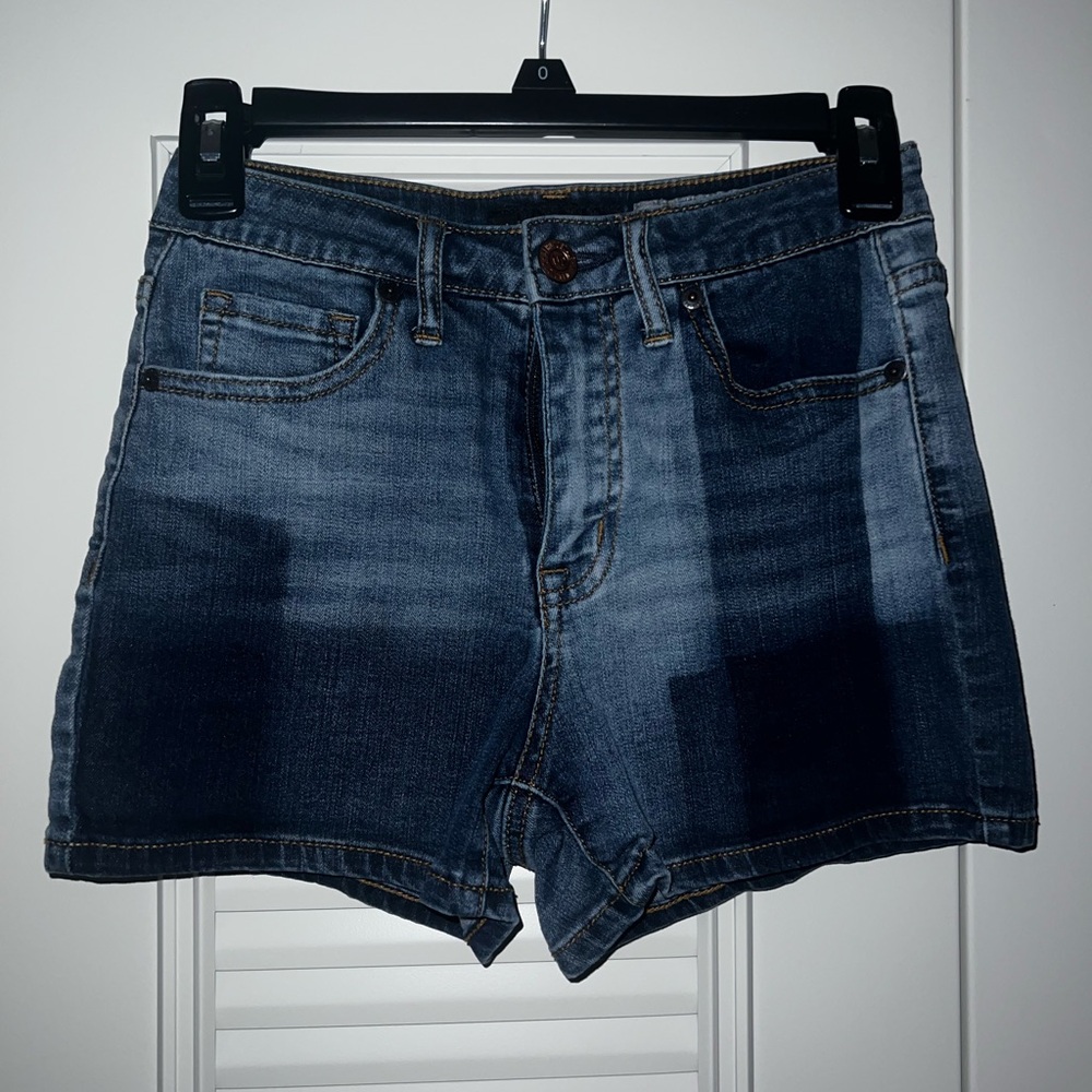 Denim High Waisted Midi Shorts